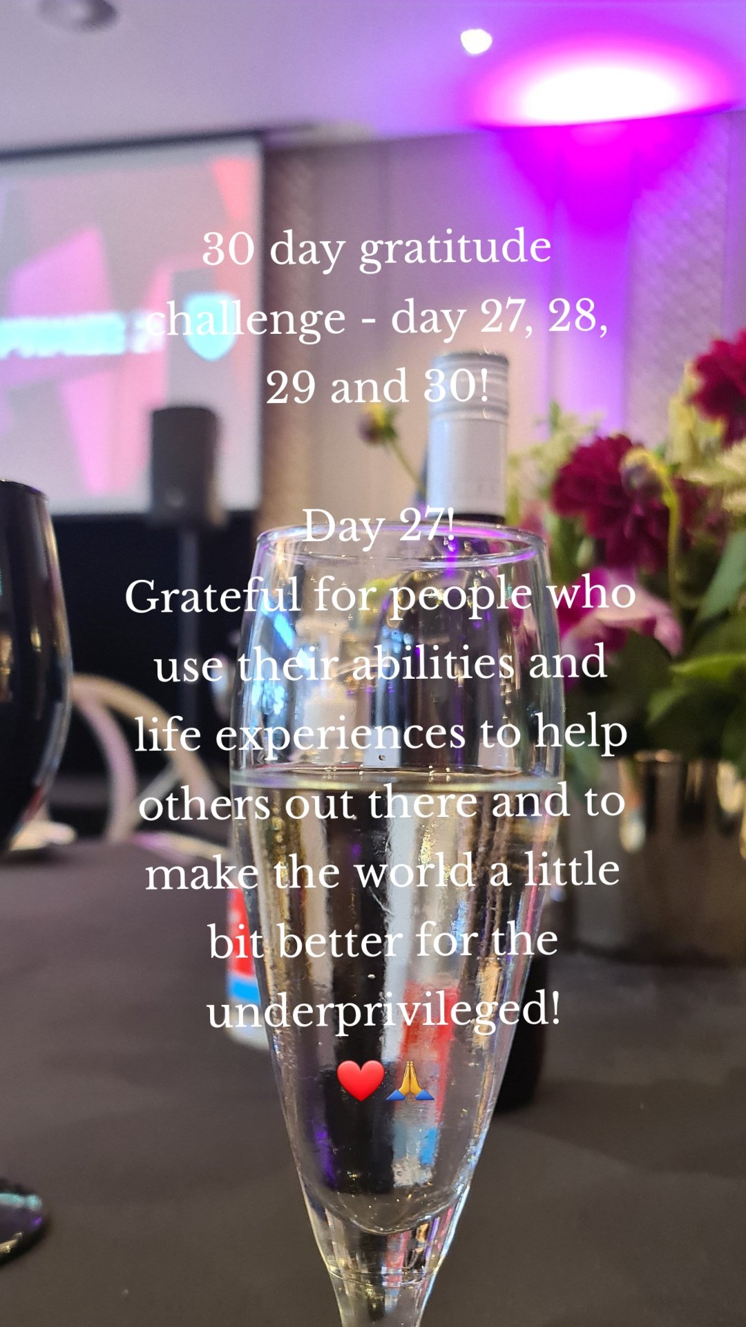 30 day gratitude challenge - day 27, 28, 29 and 30!

Day 27!
Grateful for people who use their abilities and life experiences to help others out there and to make the world a little bit better for the underprivileged!
❤🙏